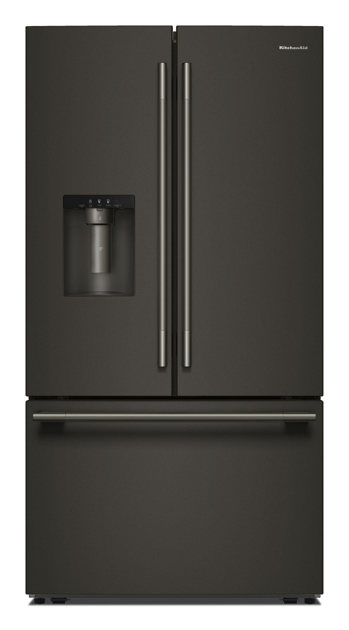 30 Cu. Ft. 36-Inch French Door Refrigerator with Exterior Water and Ice Dispenser and Wood-Look Sliding Tray in PrintShield® Finish