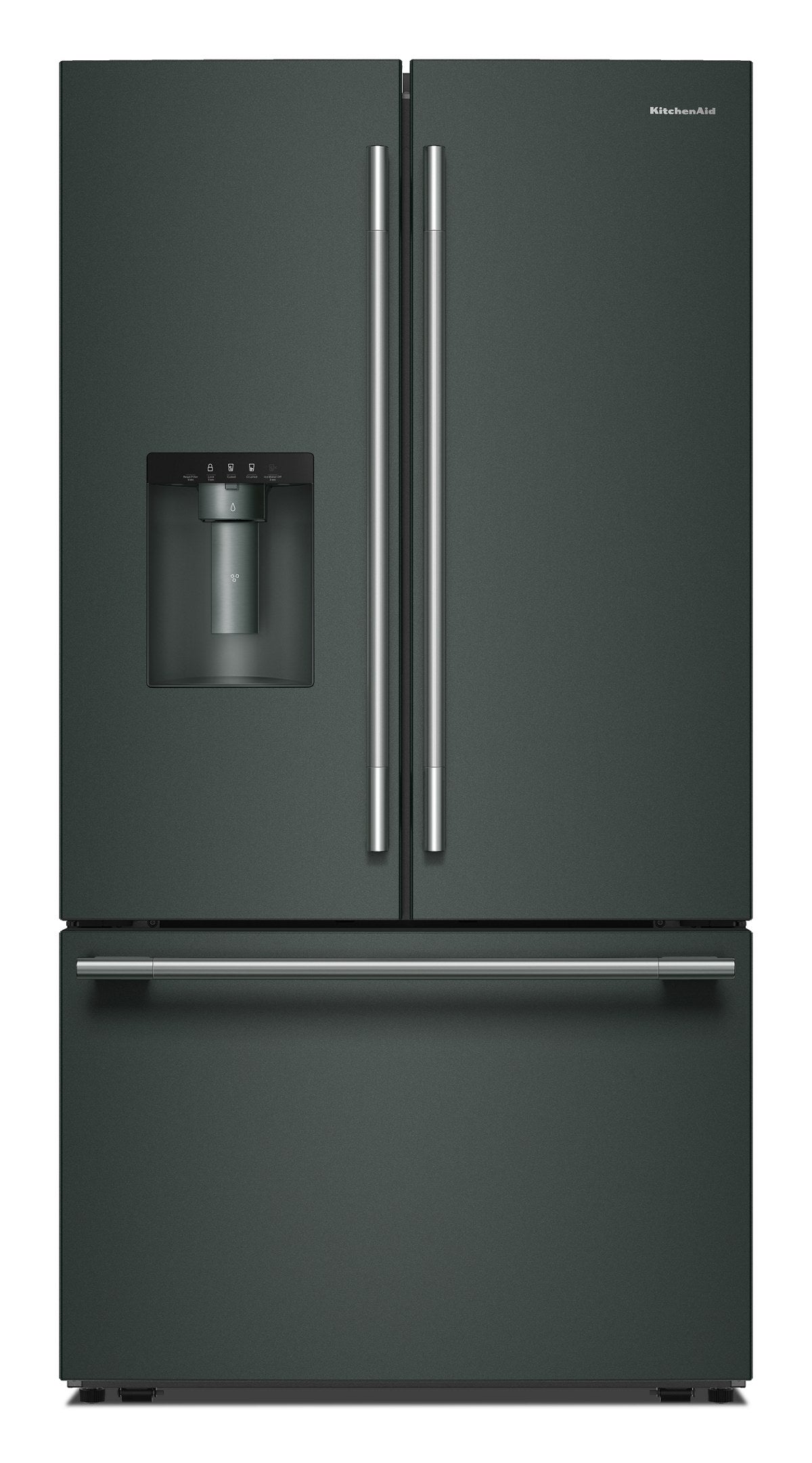 30 Cu. Ft. 36-Inch French Door Refrigerator with Exterior Water and Ice Dispenser and Wood-Look Sliding Tray in PrintShield® Finish